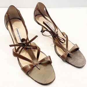 Rare Manolo Blahnik Cocoa Brown Leather Gladiator Sandals - Size 40.5 (US 10)
